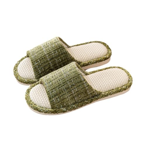 Oniphia Leinen Hausschlappen Damen Gästehausschuhe Offene Hausschuhe Waschbar Badeschuhe Anti-Rutsch Hausschuhe Sommer Hausschuh für den Innen- und Außenbereich von Oniphia