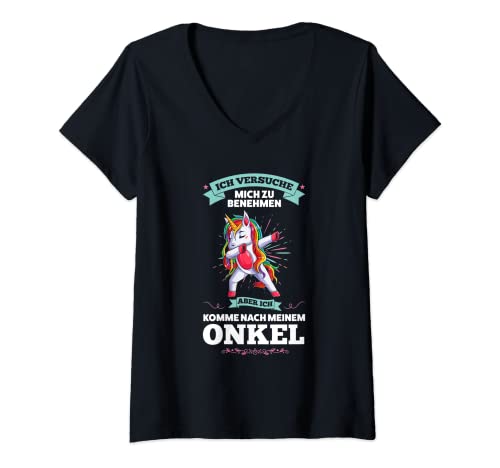 Damen Ich komme nach meinem Onkel Nichte Onkel T-Shirt mit V-Ausschnitt von Onkel & Nichten Geschenk