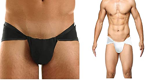 Online India 4 Stück indische traditionelle Unterwäsche Langot Lankot Lendentuch Supporter Lendenschurz Baumwolle Mehrfarbig – (2 weiße Farbe + 2 schwarze Farbe), Mehrfarbig, Weiß, 0 von Online India