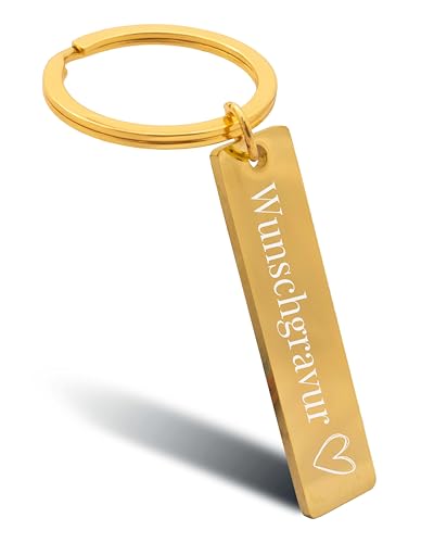 Online Schlüsselanhänger personalisiert gold I Schlüsselanhänger zum selbst gestalten mit Gravur I Personalisiertes Geschenk für Freundin, Freund, Mama, Papa I Anhänger zum Beschriften von Online