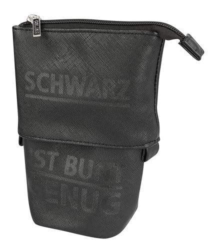 Online X-Pand 2-in-1 Federmäppchen & Stifteköcher I Federmappe für Schule & Uni mit 3 Innenfächern für Schreibutensilien, Schminke & Co. I Pop Up Pencil Case mit Spruch „Schwarz ist bunt genug“ von Online