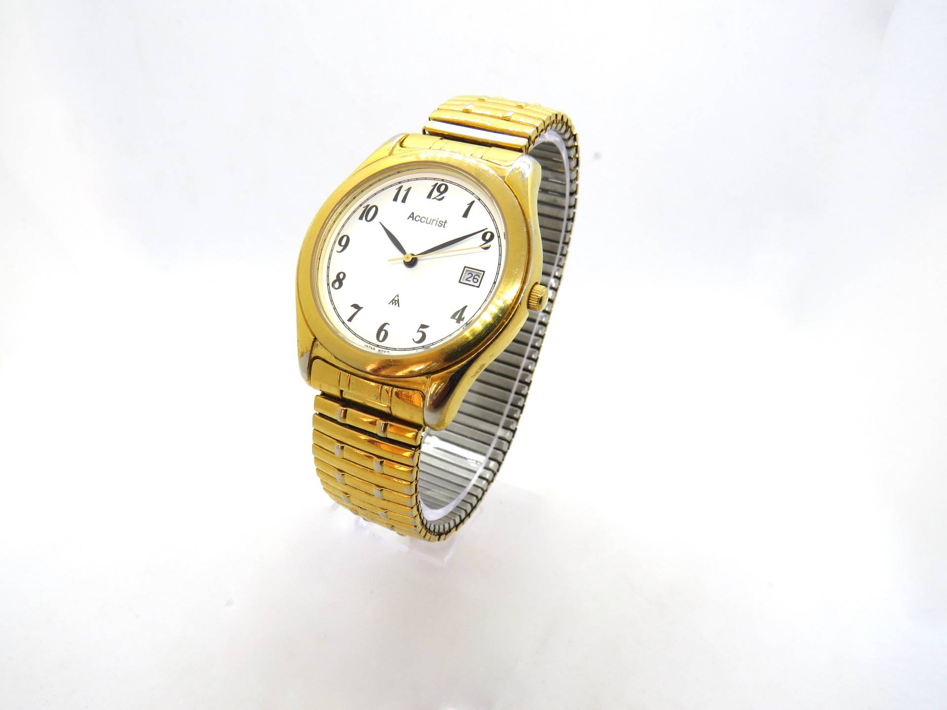 Vintage Herrenuhr/Expandierbare Kleiduhr Gold Quarz Uhr Weißes Zifferblatt Schweizer Geschenk Für Ihn von OnlineRetroEmporium