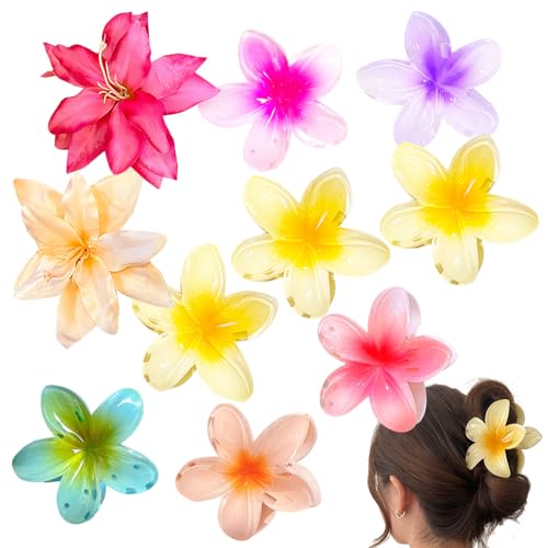 Onlvmyur 8 Stück Blumen Haarklammer Kunststoff 8cm Blumenklammern Haare und 2 Stück Simulierte Blume Haarspange Blumenhaarklammern Set für Mädchen Damen von Onlvmyur