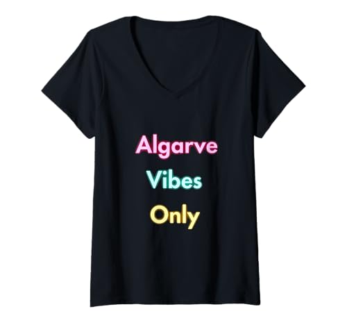 Damen Algarve Vibes Only Portugal Spielerische Küstenreise T-Shirt mit V-Ausschnitt Damen Algarve Vibes Only Portugal Spielerische Küstenreise T-Shirt mit V-Ausschnitt von Only Algarve Mood Collective