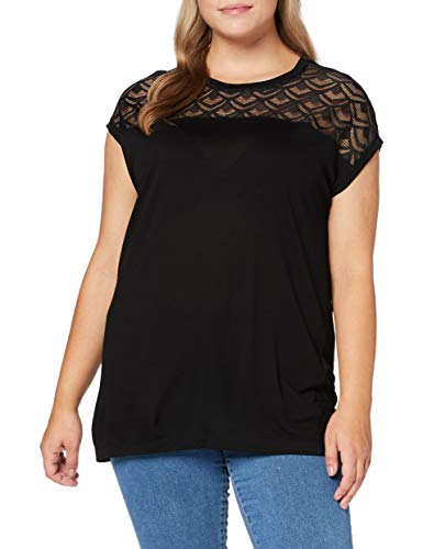ONLY CARMAKOMA Damen CARFLAKE Life S/S Mix TOP JRS NOOS T-Shirt, Black, M-46/48 von ONLY Carmakoma