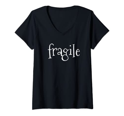 Damen Das sagt Fragile | nur das Wort Fragile T-Shirt mit V-Ausschnitt Damen Das sagt Fragile | nur das Wort Fragile T-Shirt mit V-Ausschnitt von Only Fragile Funny Quotes Humor & Sarcasm Sayings