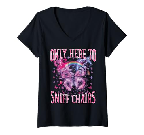 Damen Nur Hier, um Stühle zu schnüffeln Lustiges Bootleg T-Shirt mit V-Ausschnitt Damen Nur Hier, um Stühle zu schnüffeln Lustiges Bootleg T-Shirt mit V-Ausschnitt von Only Here To Sniff Chairs Funny Bootleg