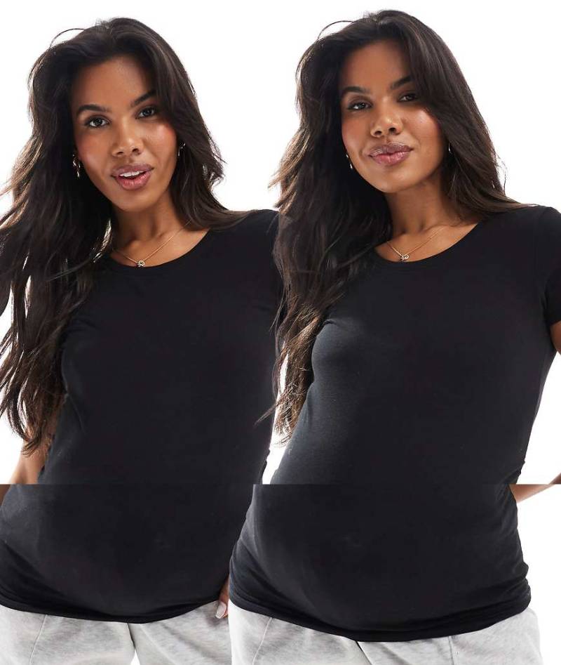 ONLY Maternity - 2er-Pack T-Shirts in Schwarz, Umstandsmode von Only Maternity
