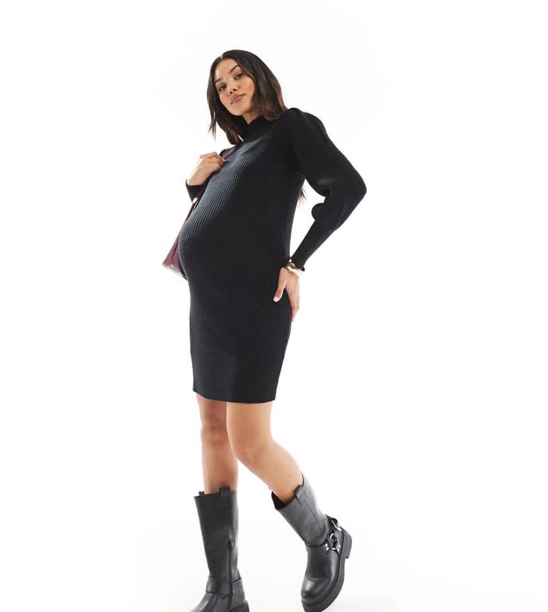 ONLY - Umstandsmode - Midikleid aus Strick in Schwarz von Only Maternity