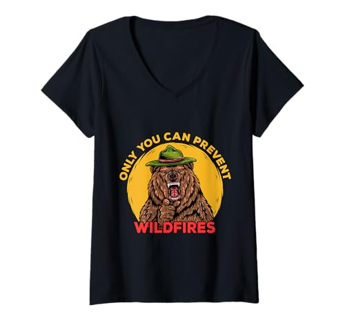 Damen Nur Sie können Waldbrände verhindern, Camper-Bären-Shirt T-Shirt mit V-Ausschnitt Damen Nur Sie können Waldbrände verhindern, Camper-Bären-Shirt T-Shirt mit V-Ausschnitt von Only You Can Prevent Wildfires Bear Camping Shirt