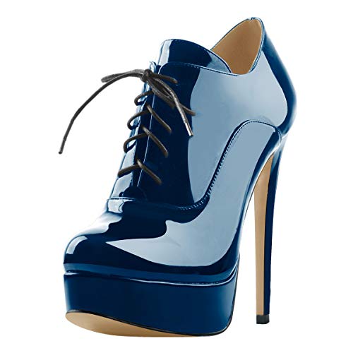 Only maker Damen Geschnürte Kurzschaftstiefel mit Hohen Absätzen in Lack-Optik Warm Blau EU 41 Only maker Damen Geschnürte Kurzschaftstiefel mit Hohen Absätzen in Lack-Optik Warm Blau EU 41 von Only maker