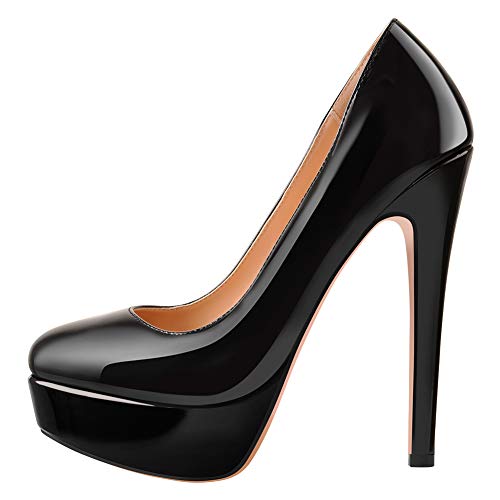 Only maker Damen High Heels Schuhe Plateau Pumps Stiletto Metallic Schwarz 39 EU von Only maker