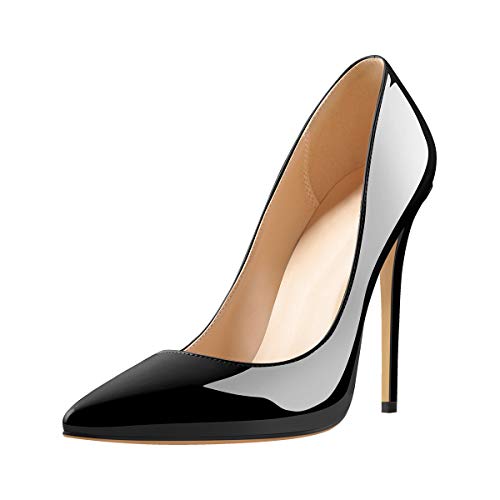 Only maker Damen Klassische High Heels Spitze Elegante Pumps Stiletto Damenschuhe Lack Schwarz 35 EU von Only maker