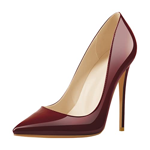 Only maker Damen Klassische High Heels Spitze Pumps Stiletto Damenschuhe Elegante Absatzschuhe Weinrot EU 40 von Only maker