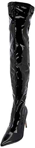 Only maker Damen Overknees Stretch Stiefel Stiletto Absatz Lack Optik Schwarz 36 EU von Only maker