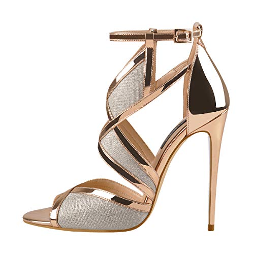 Only maker Damen Peep Toe Sandaletten Glitter Cut Out Abend Sandalen mit Knöchelriemen Stiletto Absatz Gold Silber 39 EU Only maker Damen Peep Toe Sandaletten Glitter Cut Out Abend Sandalen mit Knöchelriemen Stiletto Absatz Gold Silber 39 EU von Only maker