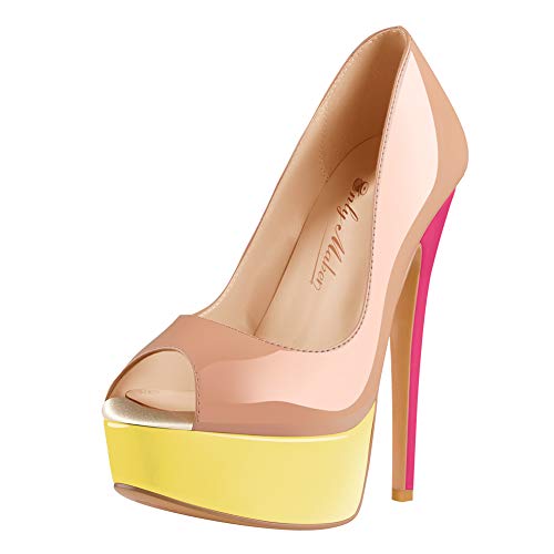 Only maker Damen Peeptoes Plateau Pumps Elegante Stiletto High Heels für Kleid Party Mehrfarbig 43 EU Only maker Damen Peeptoes Plateau Pumps Elegante Stiletto High Heels für Kleid Party Mehrfarbig 43 EU von Only maker