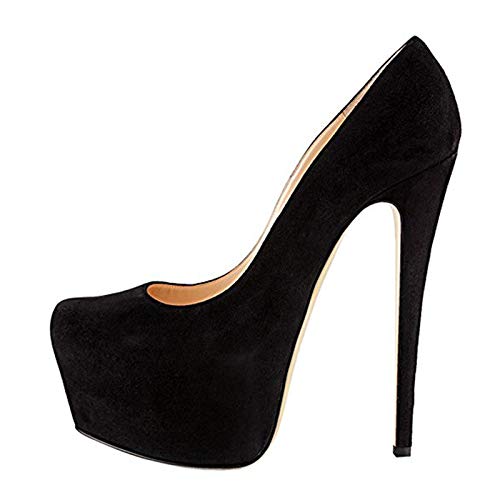 Only maker Damen Plateau High Heels Stiletto Pumps Party Schuhe in Velours Schwarz 42 EU von Only maker