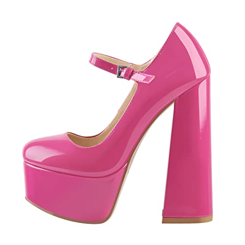 Only maker Damen Plateau Pumps Mary Jane High Heels mit Blockabsatz Hohe Schuhe Skyheels Metallic Lack Fuchsia 45 EU Only maker Damen Plateau Pumps Mary Jane High Heels mit Blockabsatz Hohe Schuhe Skyheels Metallic Lack Fuchsia 45 EU von Only maker