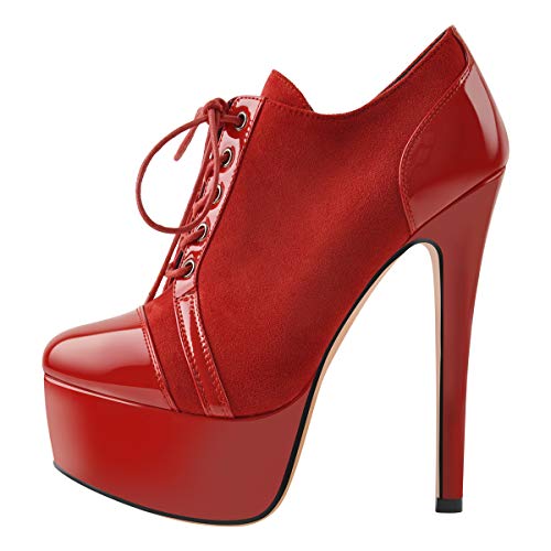 Only maker Damen Plateau Pumps Stiletto High Heels Hochfrontpumps Elegante Schuhe Rot 42 EU von Only maker