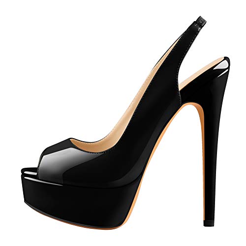 Only maker Damen Plateau Sandaletten Peeptoe Slingback High Heels Lack Sandalen mit Stiletto Absatz Schwarz 39 EU Only maker Damen Plateau Sandaletten Peeptoe Slingback High Heels Lack Sandalen mit Stiletto Absatz Schwarz 39 EU von Only maker