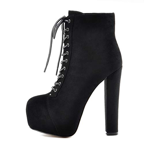 Only maker Damen Schnürstiefeletten Plateau Blockabsatz Ankle Boots Lace up Warm Gefüttert Flanell Schwarz 38 EU Only maker Damen Schnürstiefeletten Plateau Blockabsatz Ankle Boots Lace up Warm Gefüttert Flanell Schwarz 38 EU von Only maker