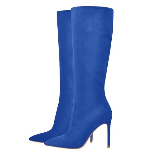 Only maker Damen Spitze Stiefel mit Reißverschluss Stiletto Heels Knee High Boots Langschaft Veloursoptik Blau 36 EU Only maker Damen Spitze Stiefel mit Reißverschluss Stiletto Heels Knee High Boots Langschaft Veloursoptik Blau 36 EU von Only maker