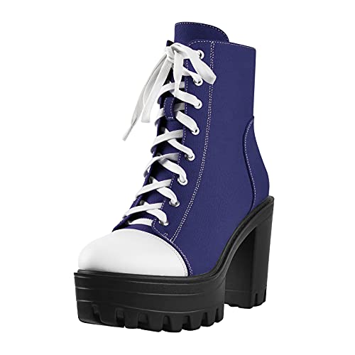 Only maker Damen Sportliche Stiefeletten Plateau Canvas Ankle Boots Blockabsatz Blau 44 EU Only maker Damen Sportliche Stiefeletten Plateau Canvas Ankle Boots Blockabsatz Blau 44 EU von Only maker