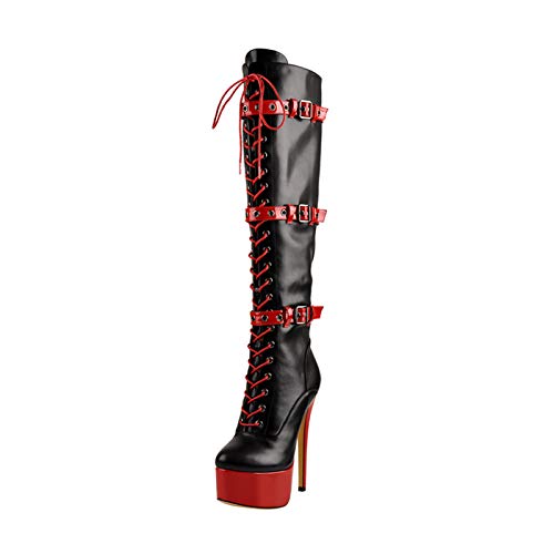 Only maker Damen Stiefel Plateau Hohe Schnürstiefel mit Stiletto Absatz Kniehohe Zweifarbig 41 EU Only maker Damen Stiefel Plateau Hohe Schnürstiefel mit Stiletto Absatz Kniehohe Zweifarbig 41 EU von Only maker