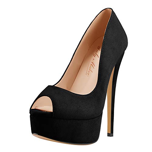 Only maker Damen Stiletto Pumps Peeptoe High Heels Elegante Damenschuhe Veloursleder Schwarz 42 EU Only maker Damen Stiletto Pumps Peeptoe High Heels Elegante Damenschuhe Veloursleder Schwarz 42 EU von Only maker