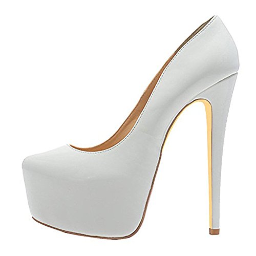 Only maker Frauen Plateau Pumps Klassische High Heels mit Stiletto Absatz Modische Damenschuhe für Hochzeit Party Ball Lederimitat Weiß EU 40 von Only maker