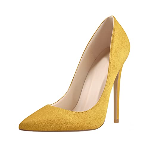 Only maker High Heels Stilettos Damen Klassische Pumps Elegant Damenschuhe Flanell Gelb 41 EU von Only maker