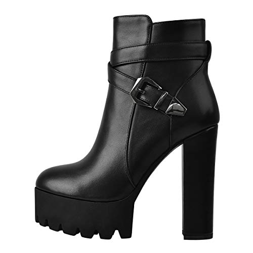 Only maker Platform Ankle Boots with Chunky Heels Ankle Straps High Heels Black EU 35 von Only maker