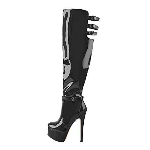 Only maker Plattform Overknee Long Boots High Boots Stilettos Skyhigh High Heels Pole Dance Sexy Shoes Schwarz EU 42 von Only maker