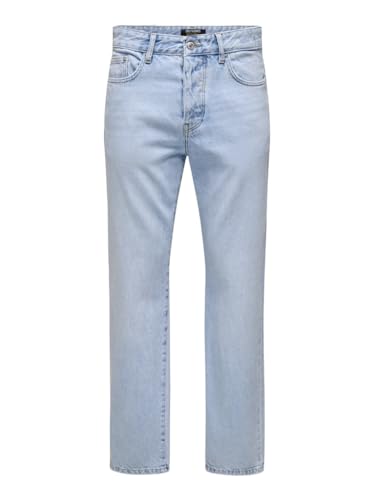 ONLY & SONS Herren ONSEDGE Straight Box TAI DNM CBO NOOS Jeans, Light Blue Denim, 34 W/32 L von Only & Sons
