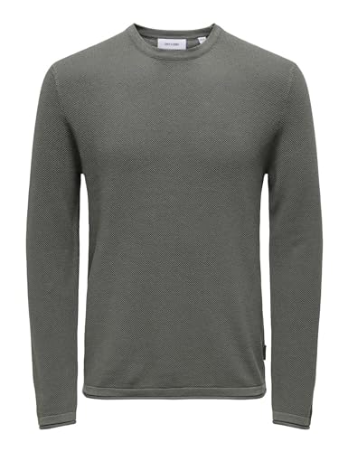 ONLY & SONS Herren Onsfelix Reg 12 Crew Knit Noos Strickpullover, Castor Gray/Detail:Melange, XL EU von Only & Sons