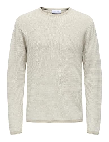 ONLY & SONS Herren Pullover ONSERIC REG 12 STRUC Crew Knit - Regular Fit S-XXL, Größe:XL, Farbe:22029952 Silver Lining W. Cloud Dancer von Only & Sons