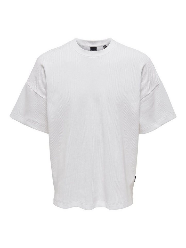 ONLY & SONS T-Shirt Weites Rundhals T-Shirt Kurzarm Basic Shirt ONSBERKELEY 4791 in Weiß von ONLY & SONS