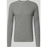 Only & Sons Regular Fit Strickpullover mit Strukturmuster Modell 'KALLE' in Hellgrau, Größe L von Only & Sons