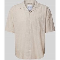 Only & Sons Relaxed Fit Freizeithemd aus Baumwoll-Leinen-Mix Modell 'CAIDEN' in Beige, Größe XL von Only & Sons