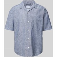 Only & Sons Relaxed Fit Freizeithemd aus Baumwoll-Leinen-Mix Modell 'CAIDEN' in Dunkelblau, Größe XL von Only & Sons