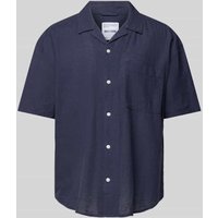 Only & Sons Relaxed Fit Freizeithemd aus Baumwoll-Leinen-Mix Modell 'CAIDEN' in Marine, Größe L von Only & Sons