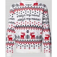 Only & Sons Strickpullover mit Motiv- und Statement-Stitching Modell 'XMAS' in Offwhite, Größe XL von Only & Sons