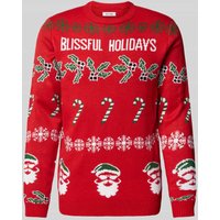 Only & Sons Strickpullover mit Motiv- und Statement-Stitching Modell 'XMAS' in Rot, Größe XXL Only & Sons Strickpullover mit Motiv- und Statement-Stitching Modell 'XMAS' in Rot, Größe XXL von Only & Sons