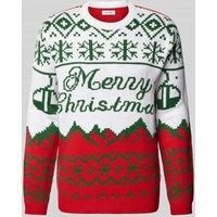 Only & Sons Strickpullover mit Motiv- und Statement-Stitching Modell 'XMAS' in Weiss, Größe XXL von Only & Sons