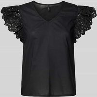 Only Blusenshirt mit Lochstickerei Modell 'LOU' in Black, Größe 38 von Only