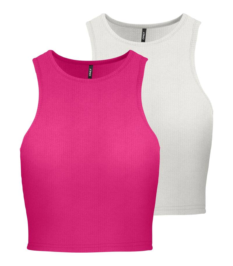 ONLY Crop-Top "ONLBELIA S/L CROP TOP CS JRS 2PACK" Packung, 2 Stk. tlg. von Only