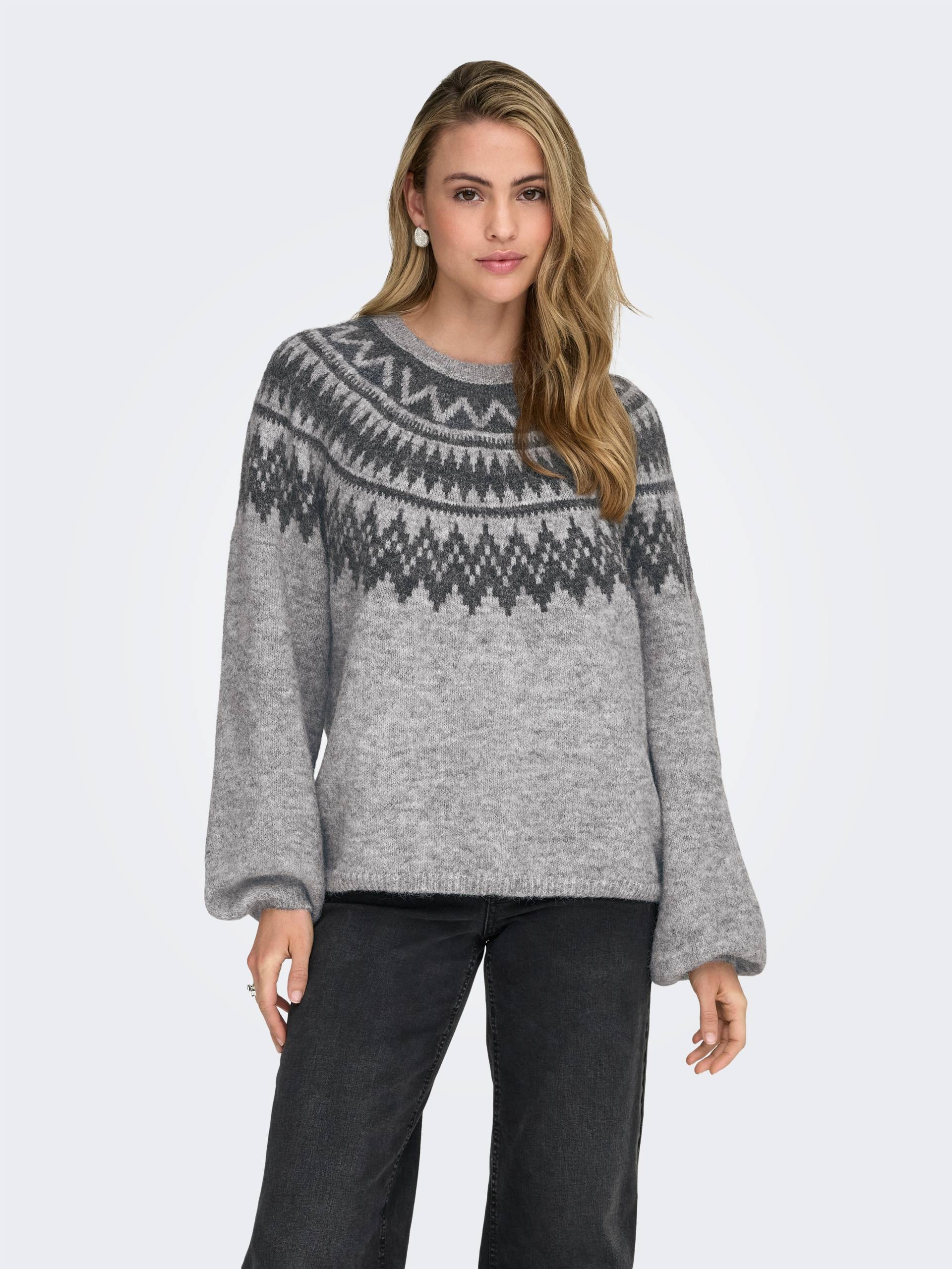 ONLY Strickpullover "ONLREYKJA LS O-NECK KNT" mit Wolle und Stretchanteil von Only