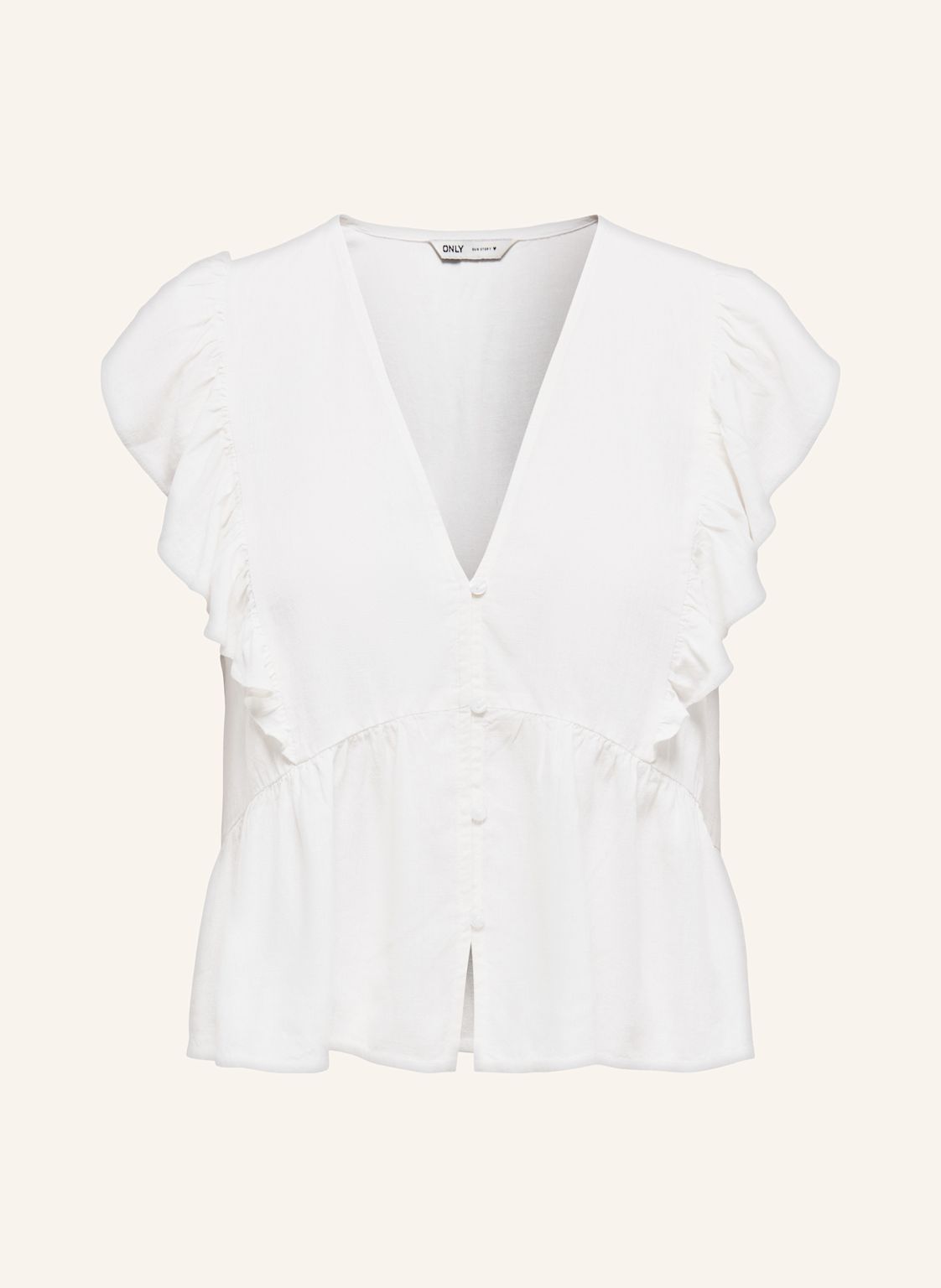 Only Bluse Mit Leinen Und Rüschen weiss Only Bluse Mit Leinen Und Rüschen weiss von Only