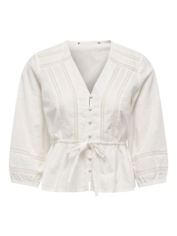 Only Bluse - ONLMICHELLE LS LACE V-NECK TOP WVN - XS bis XL - für Damen - Größe XS - altweiß Only Bluse - ONLMICHELLE LS LACE V-NECK TOP WVN - XS bis XL - für Damen - Größe XS - altweiß von Only